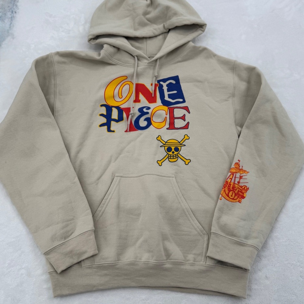 One Piece Anime Graphic Hoodie Straw Hat Jolly Roger Small Pullover Sweatshirt